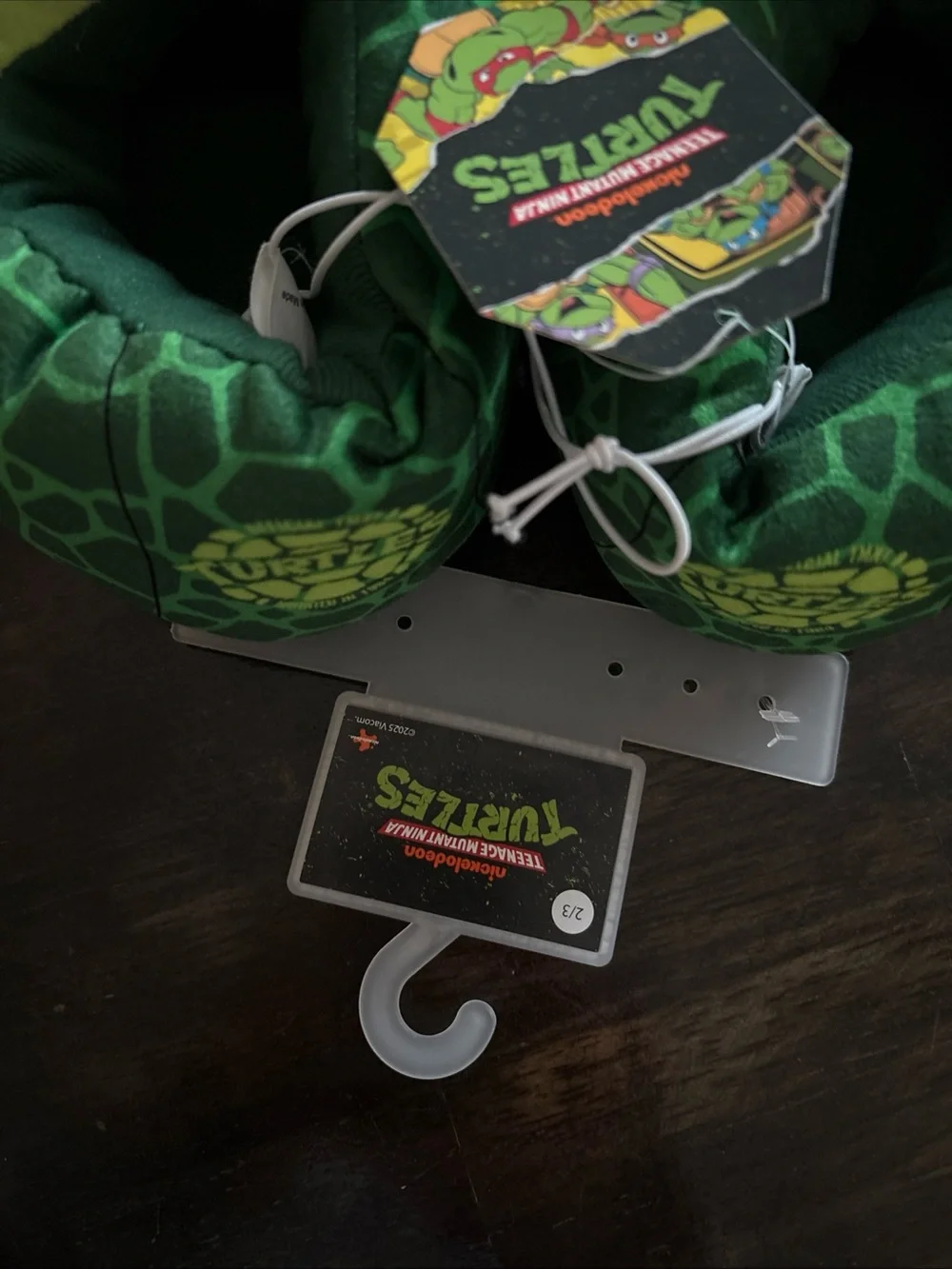 Teenage Mutant Ninja Turtles Plush Slippers - Green with Red & Blue Masks size 3